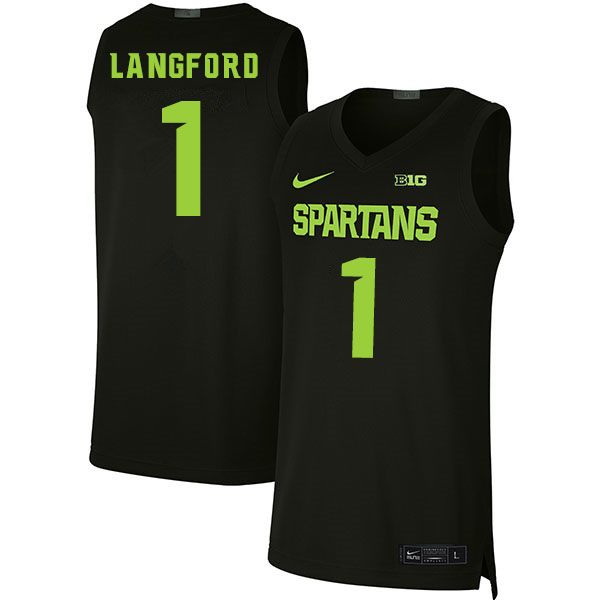 2020 Men #1 Joshua Langford Michigan State Spartans College Basketball Jerseys Sale-Black